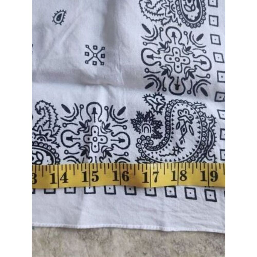 Set of Paisley Bandanas with Beaded scarf w Tassel Accent - White, Navy, Fuchsia - Picture 6 of 7